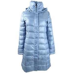 Calvin Klein Women's Hooded Packable Puffer Coat - Shine Blue Dusk